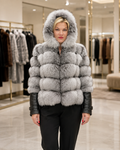 Natural Fox Fur Coat – Detachable Sleeves