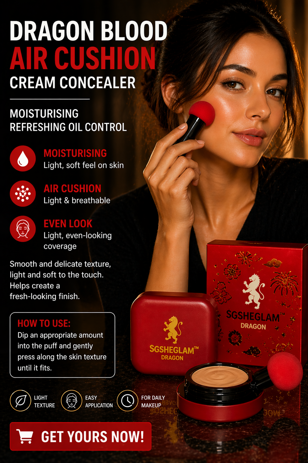 SGSHEGLAM Dragon Blood Air Cushion Cream Concealer