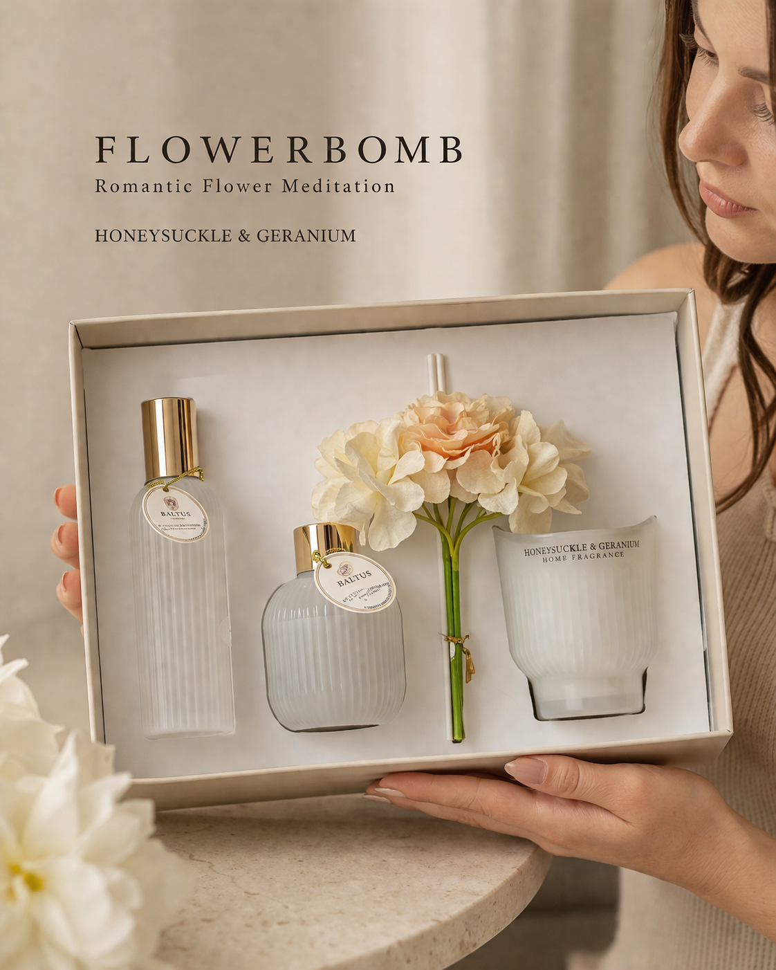 FLOWERBOMB Home Fragrance Set – Honeysuckle & Geranium
