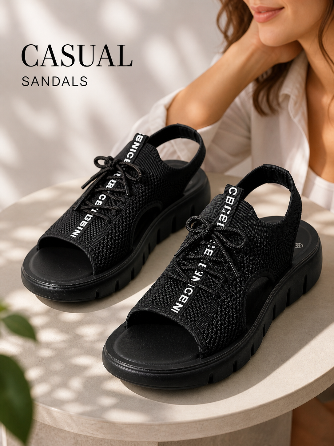 Lightweight Breathable Comfort Sandals – Black