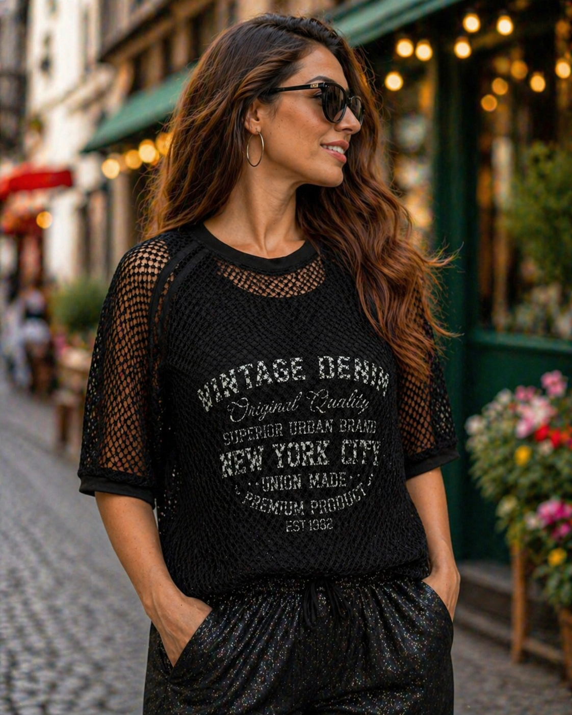 2-in-1 Mesh Top with Distressed “07” Print
